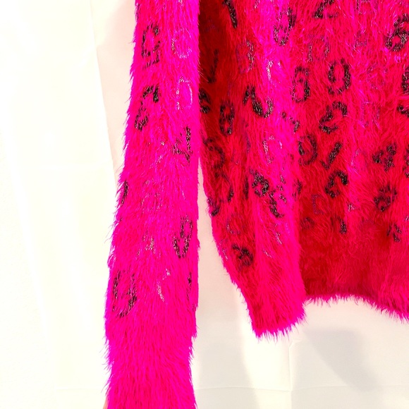 Jon and Anna pink fuzzy number sweater Very good condition. Sz: 2x (runs small) - Picture 3 of 8